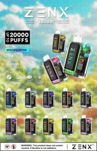 ZENX iBoom 20000 Puffs 6-Level Airflow Control Disposable Vape - 24ML(Nic 2%)